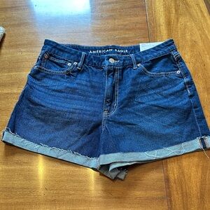 NWT American Eagle Curvy Relaxed Super High Rise Dark Blue Jean Shorts